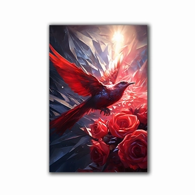 Firebird in Roses by Markus Mikolai framed mural artwork