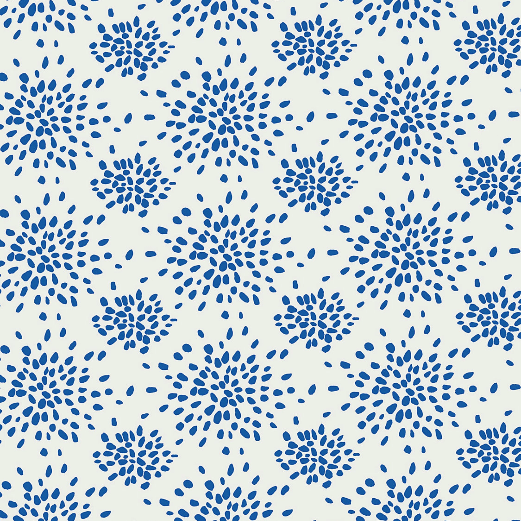 Fireworks Wallcovering in Blue On White paper wall covering