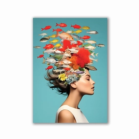 Fishgirl by Rosa Piazza framed mural artwork