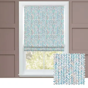 Fishing Net Printed Cotton Made to Measure Roman Blinds Cobalt chic floor carpet  
