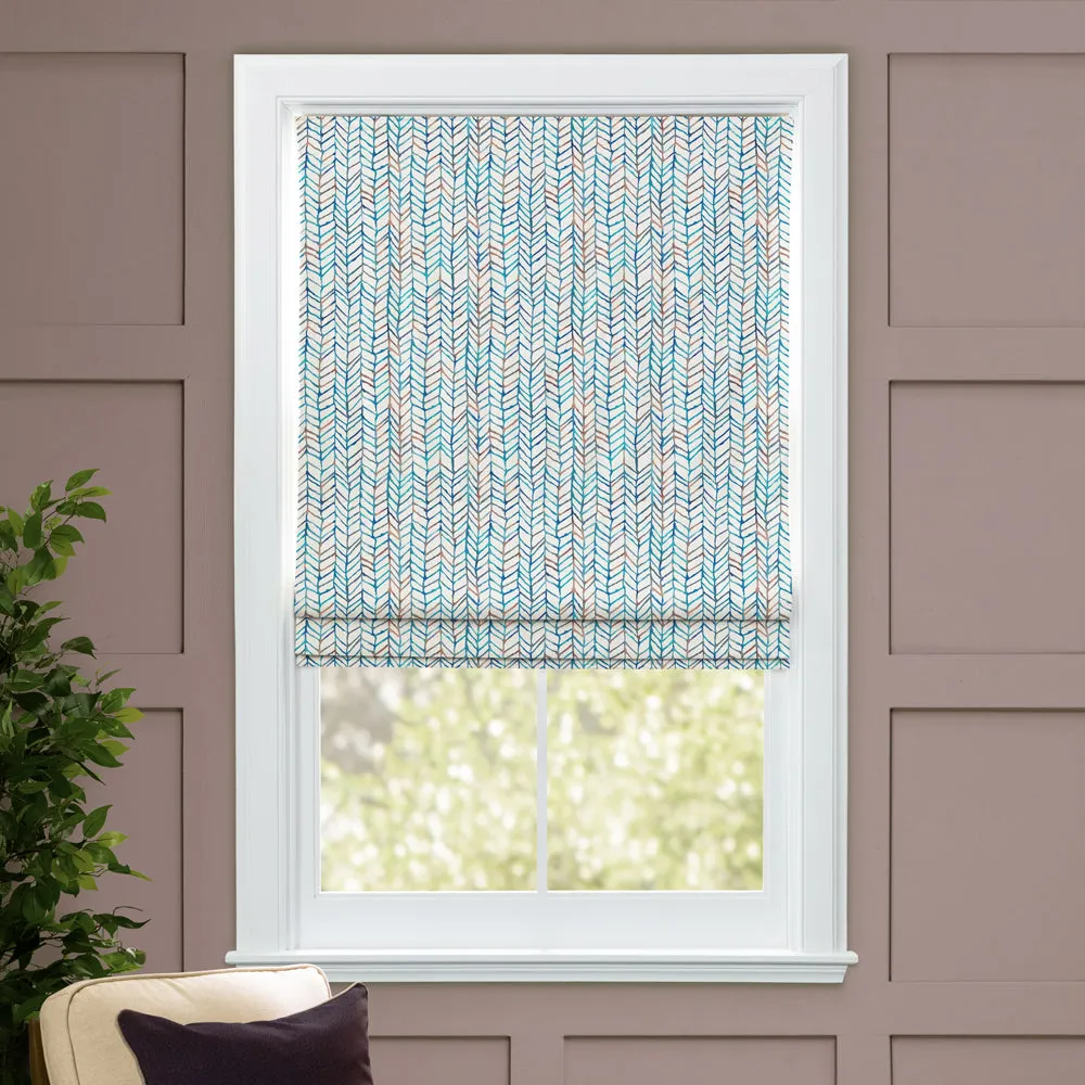 Fishing Net Printed Cotton Made to Measure Roman Blinds Cobalt