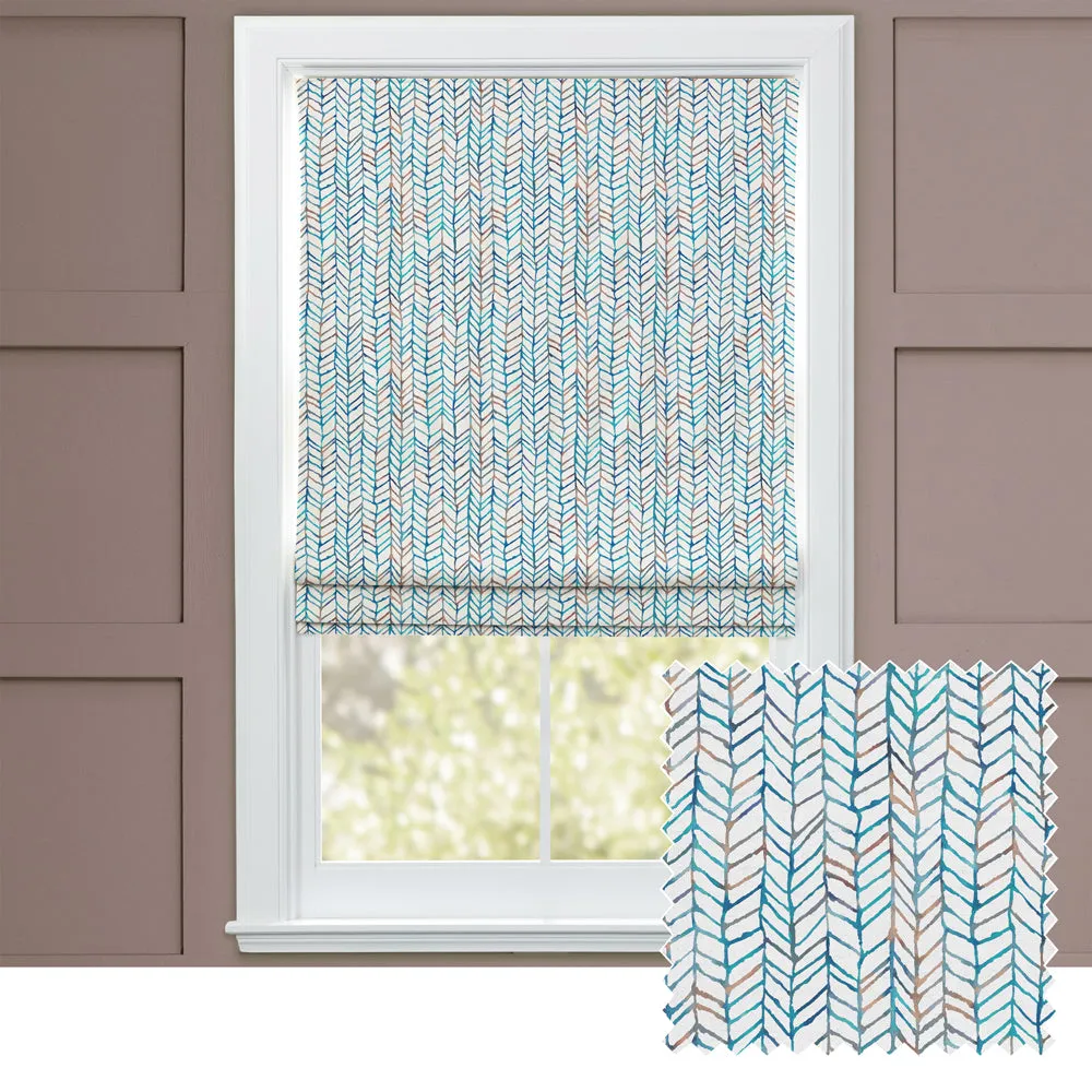 Fishing Net Printed Cotton Made to Measure Roman Blinds Cobalt chic floor carpet  