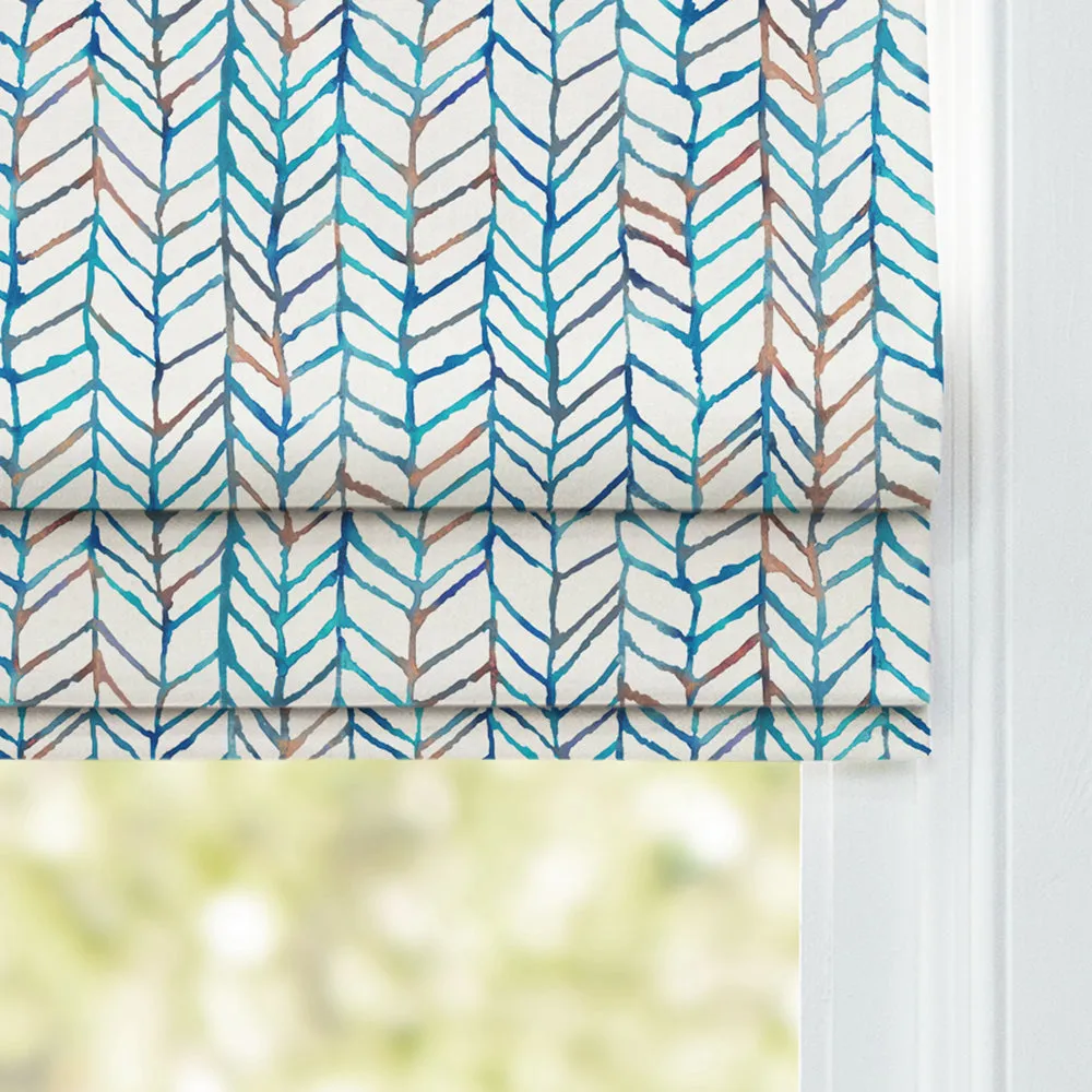 Fishing Net Printed Cotton Made to Measure Roman Blinds Cobalt