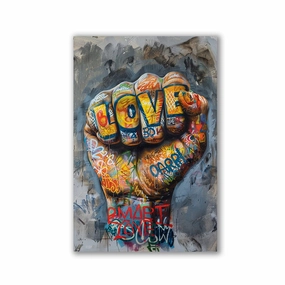 Fist of Love by Adrian Vieriu framed mural artwork