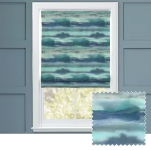 Fjord Printed Cotton Made to Measure Roman Blinds Cobalt chic floor carpet  