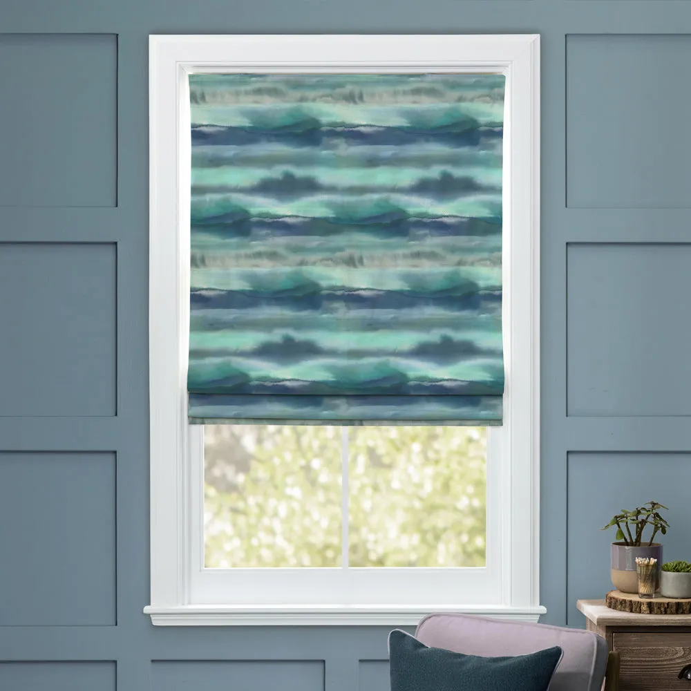 Fjord Printed Cotton Made to Measure Roman Blinds Cobalt