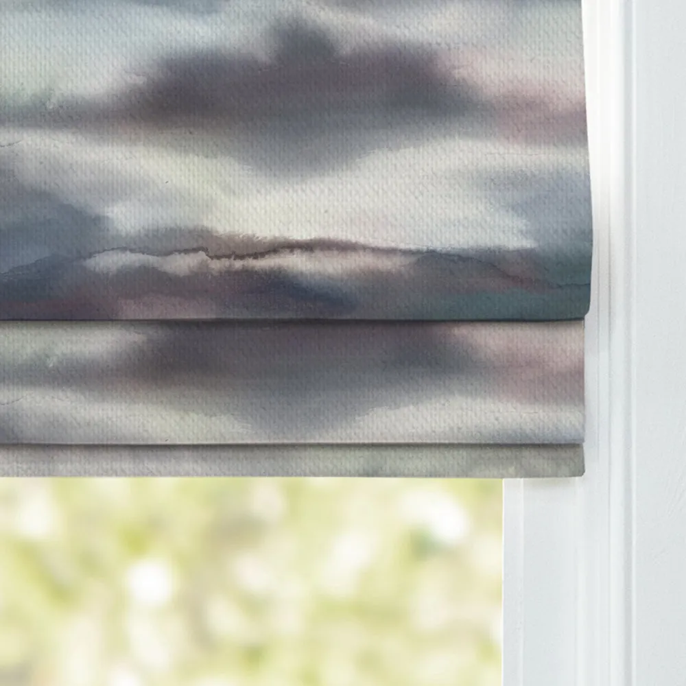 Fjord Printed Cotton Made to Measure Roman Blinds Slate