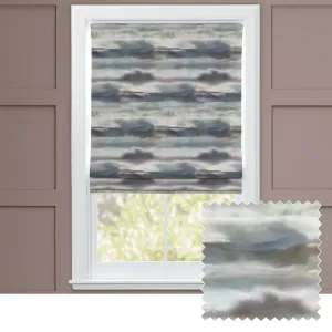 Fjord Printed Cotton Made to Measure Roman Blinds Slate chic floor carpet  