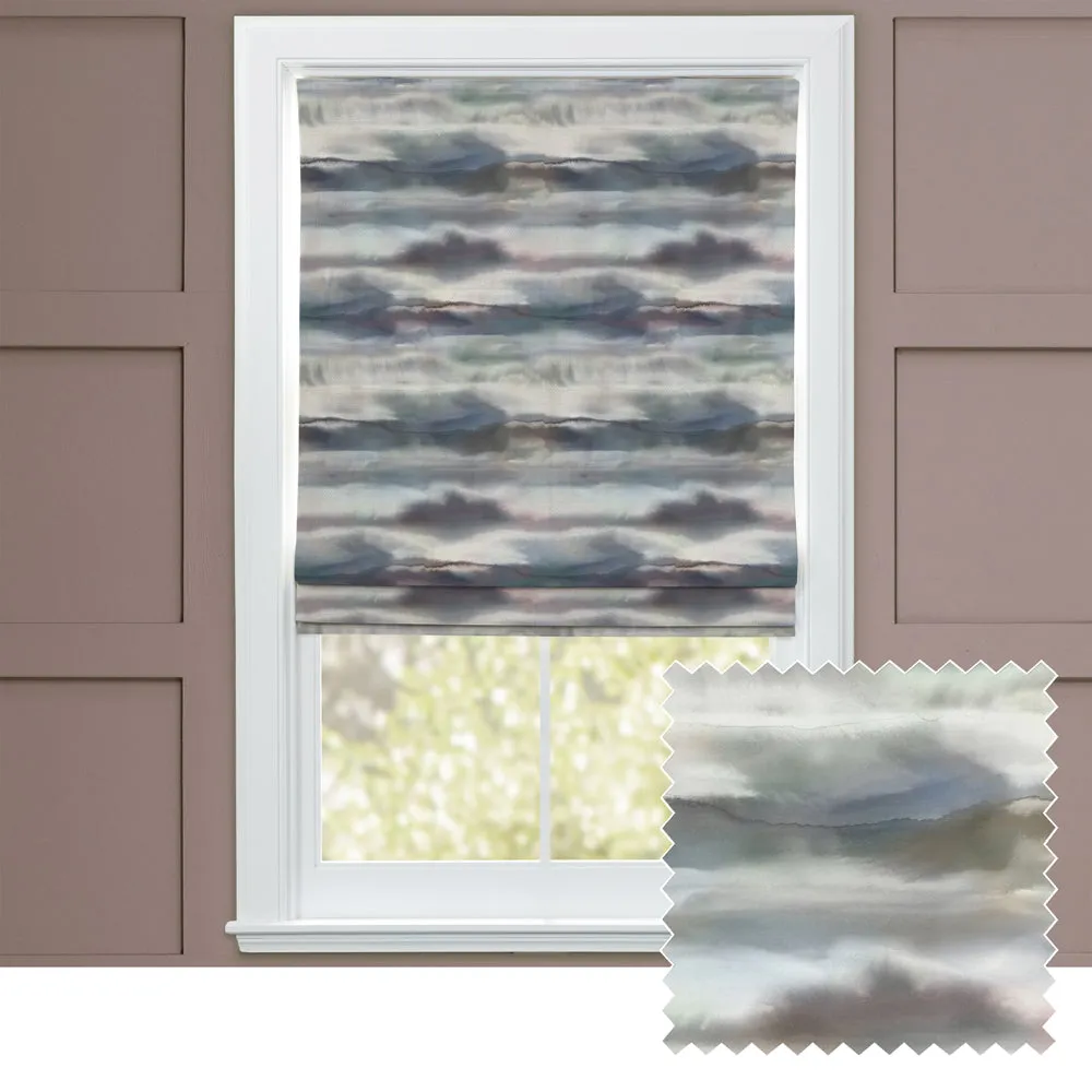 Fjord Printed Cotton Made to Measure Roman Blinds Slate chic floor carpet  