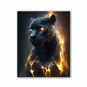 Flamed Black Panther by Zenzdesign framed mural artwork