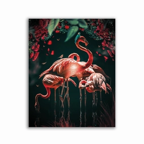 Flamingos by Zenzdesign framed mural artwork