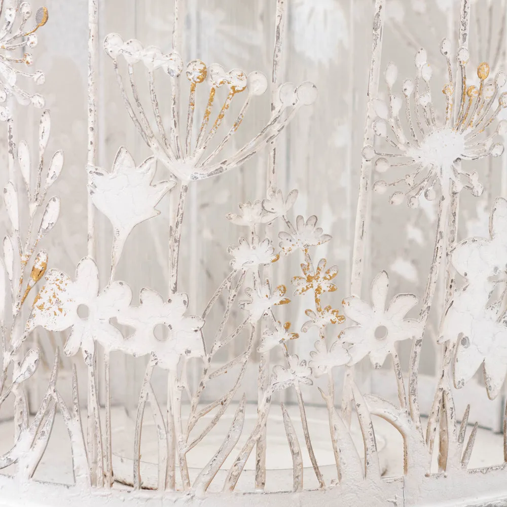 Fleur Et Faune Metal Floral Lantern White