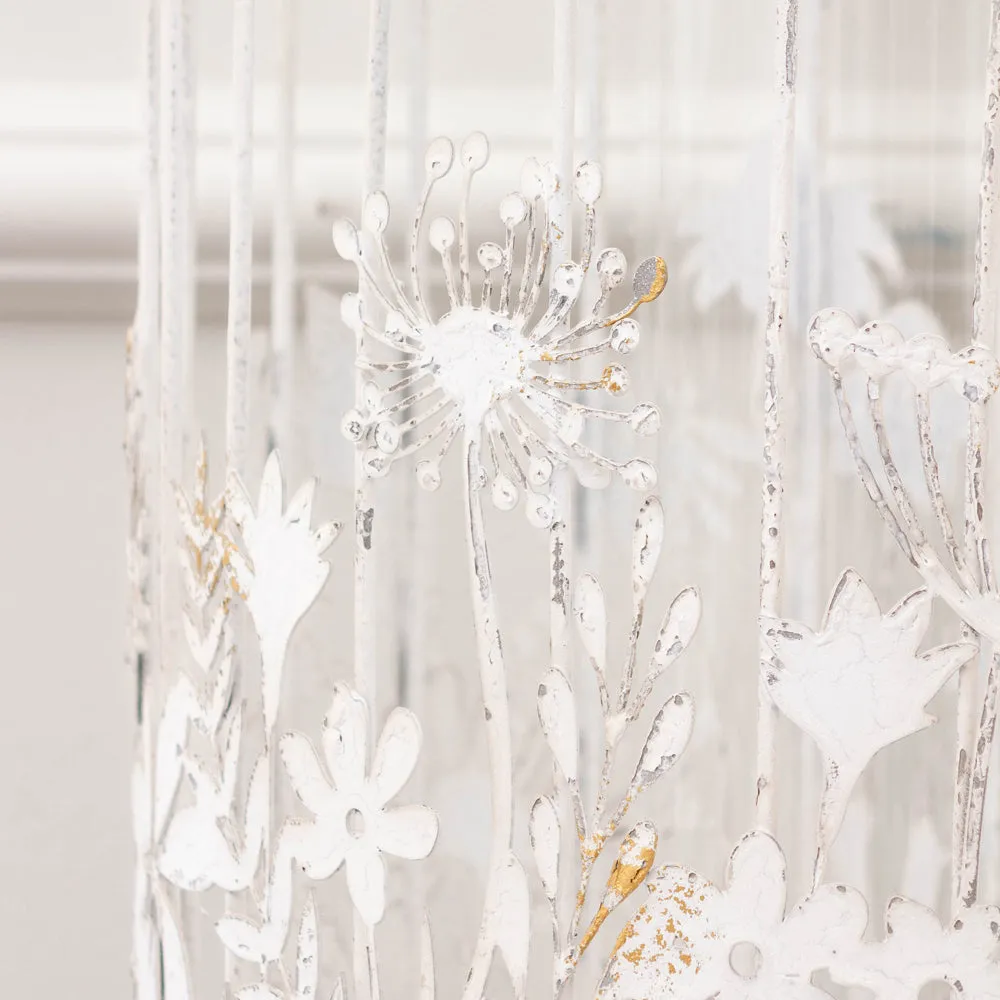 Fleur Et Faune Metal Floral Lantern White