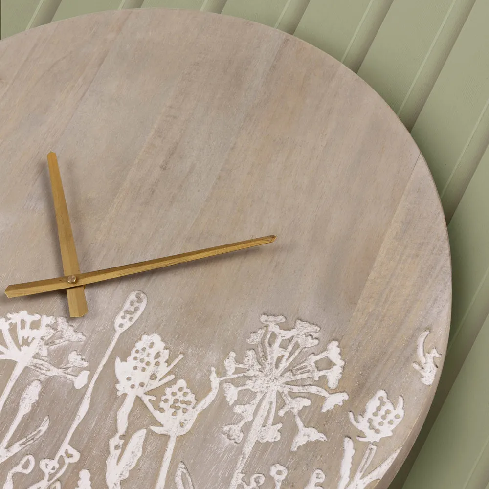 Fleur Et Faune Wooden Clock Greywash