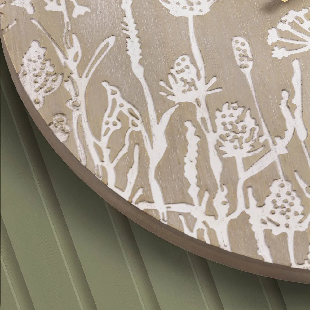 Fleur Et Faune Wooden Clock Greywash