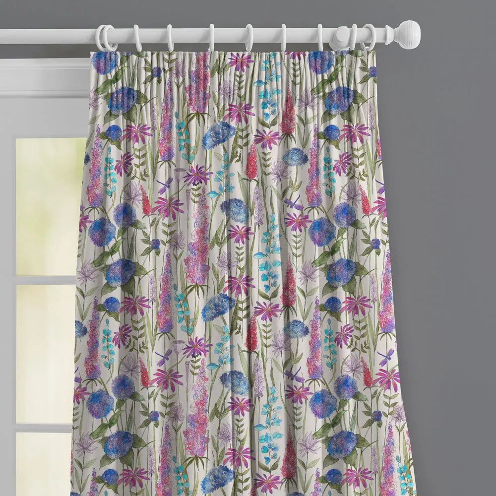 Florabunda Ecru Printed Made to Measure Curtains Bluebell