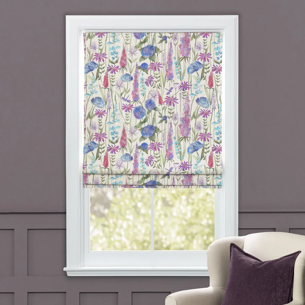 Florabunda Printed Cotton Made to Measure Roman Blinds Bluebell/Cream