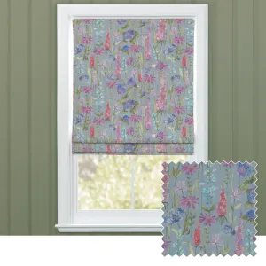 Florabunda Printed Cotton Made to Measure Roman Blinds Bluebell/Natural chic floor carpet  