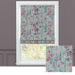 Florabunda Printed Cotton Made to Measure Roman Blinds Cornflower Blue chic floor carpet  