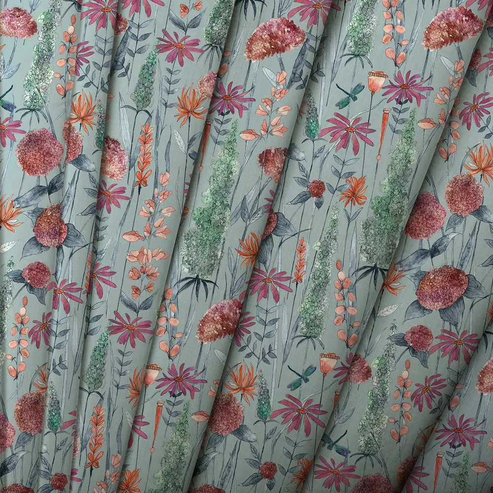 Florabunda Printed Cotton Made to Measure Roman Blinds Cornflower Blue