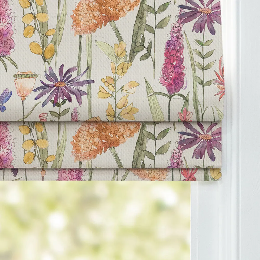 Florabunda Printed Cotton Made to Measure Roman Blinds Russet/Cream