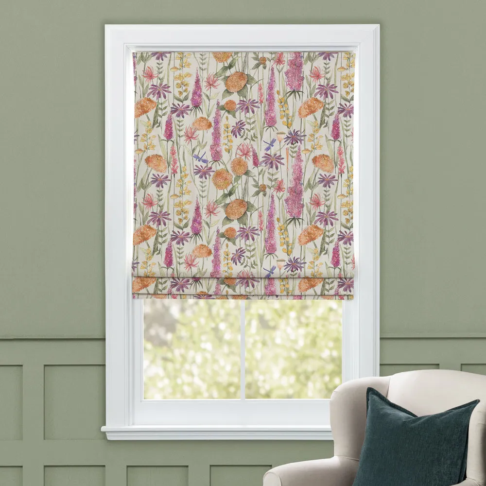 Florabunda Printed Cotton Made to Measure Roman Blinds Russet/Cream