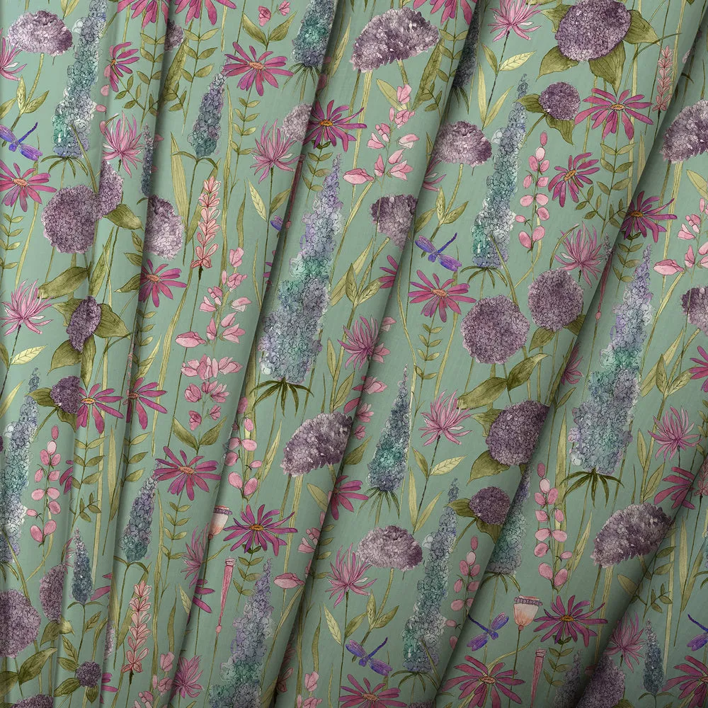 Florabunda Printed Cotton Made to Measure Roman Blinds Verde Green