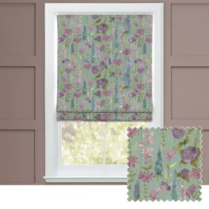 Florabunda Printed Cotton Made to Measure Roman Blinds Verde Green chic floor carpet  