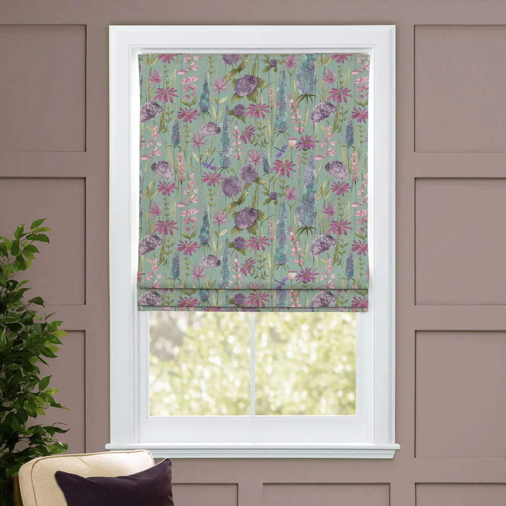 Florabunda Printed Cotton Made to Measure Roman Blinds Verde Green