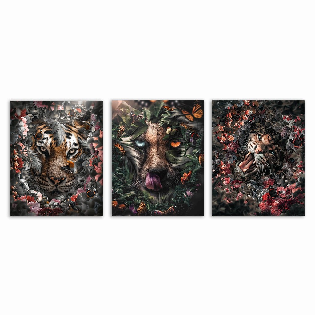 Floral - Triptych by Zenzdesign framed mural artwork