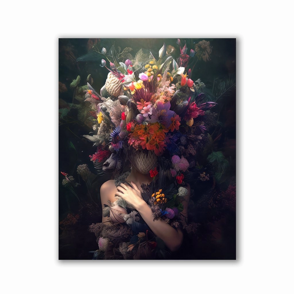 Floral Head by Zenzdesign framed mural artwork
