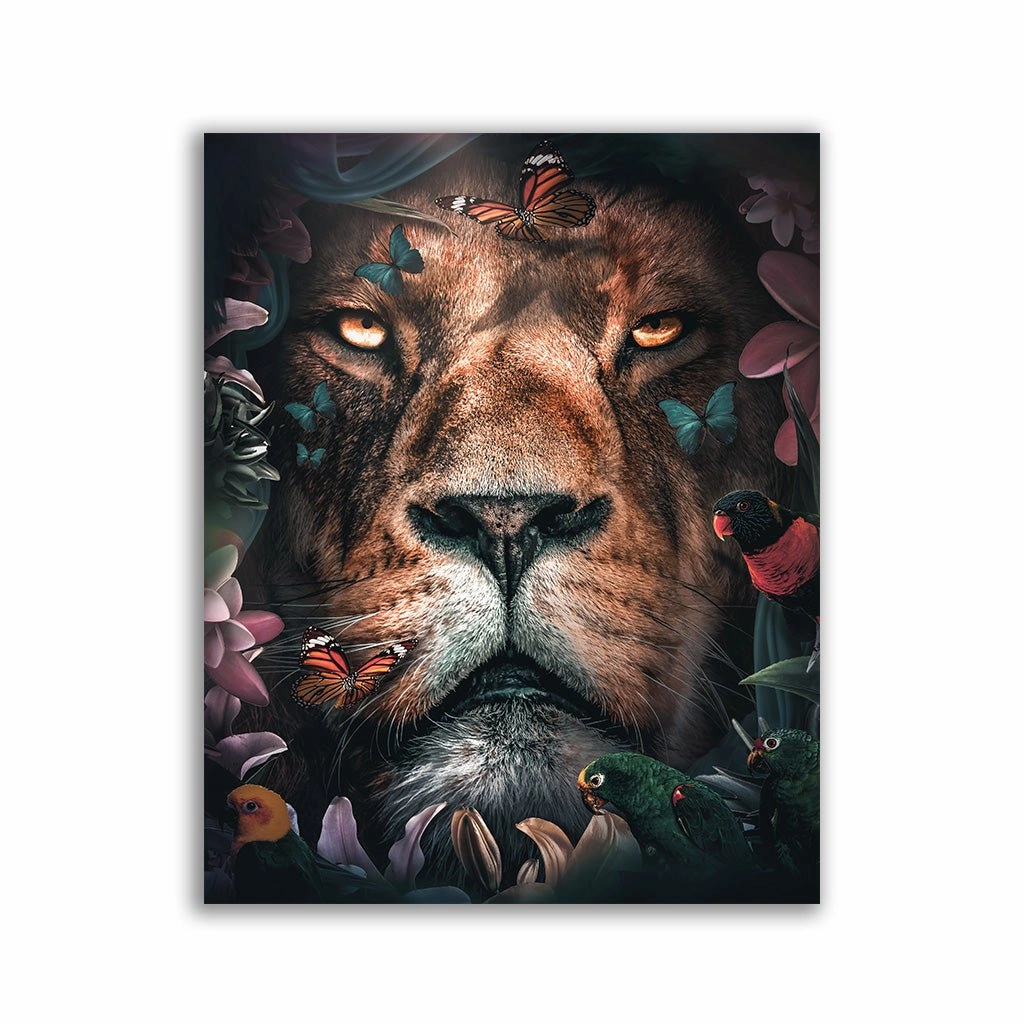 Floral Lion by Zenzdesign framed mural artwork