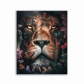 Floral Lion by Zenzdesign framed mural artwork