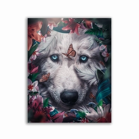 Floral Wolf by Zenzdesign framed mural artwork