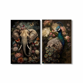 Flower Animals Duo by Himmelmiez framed mural artwork