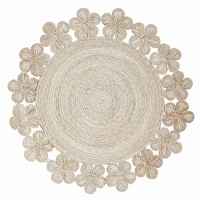 Flower Pattern Round Wicker Placemats mini desktop sculpture