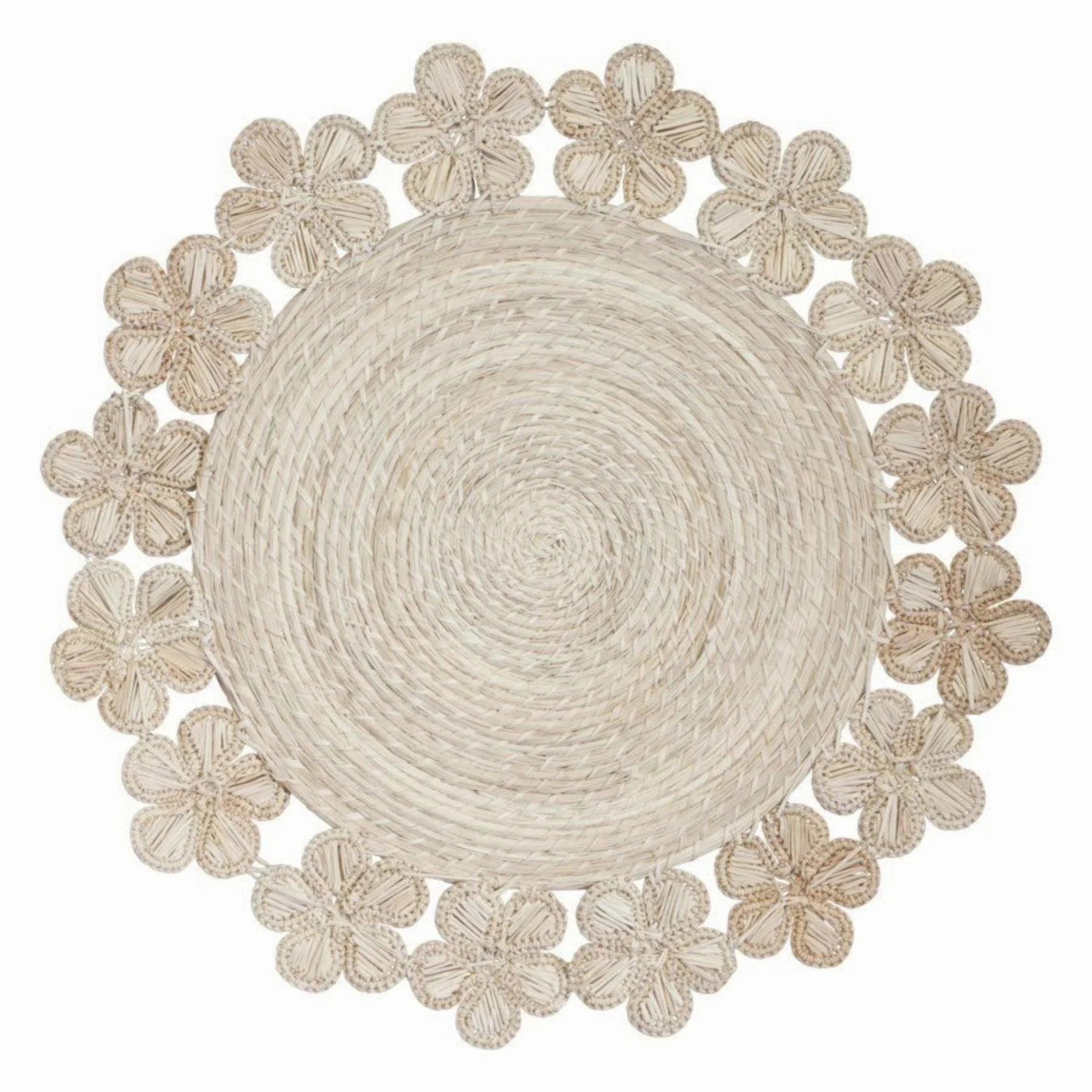 Flower Pattern Round Wicker Placemats mini desktop sculpture