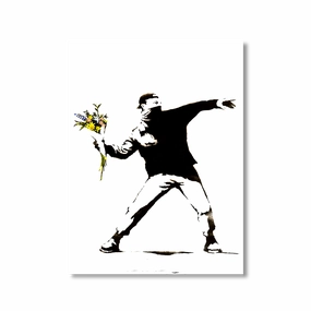 Flower Thrower by Banksy framed mural artwork