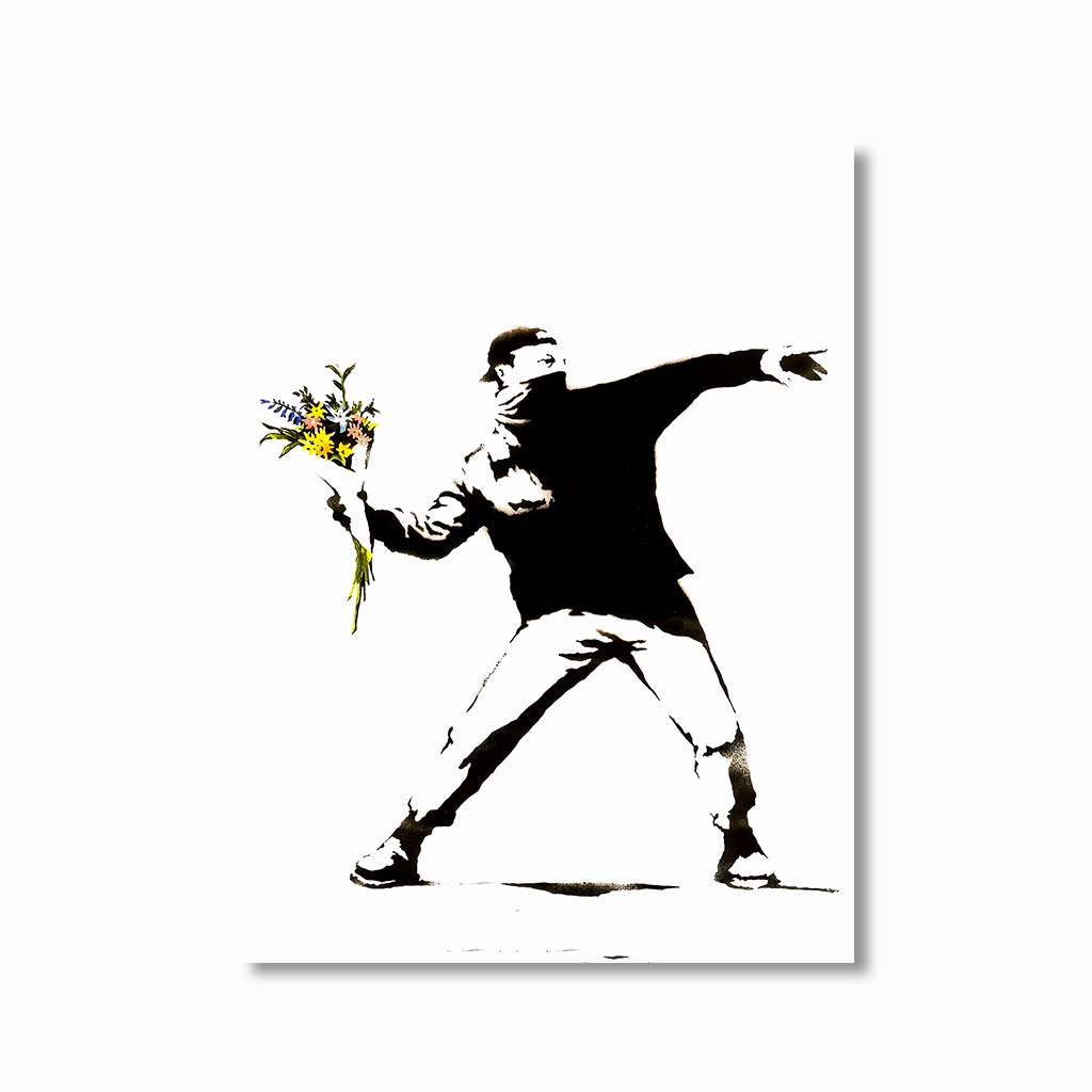 Flower Thrower by Banksy framed mural artwork