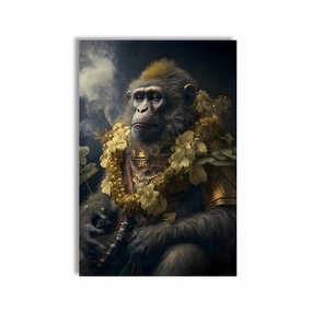 Flower Warrior Monkey by Juliano de Araujo framed mural artwork