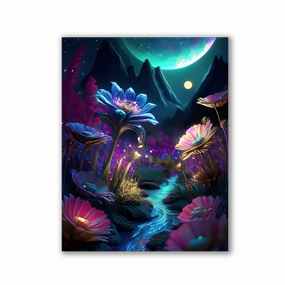 Flowers on Sirius Moon by Aldanis framed mural artwork