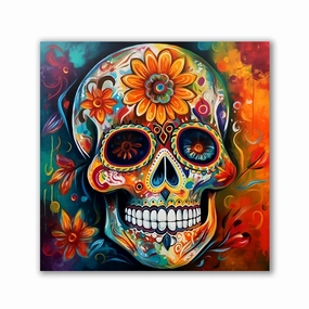 Flowers on Sugarskull by Natale Palazzo framed mural artwork