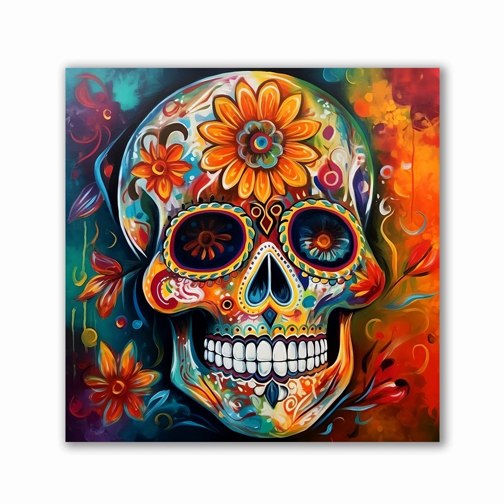 Flowers on Sugarskull by Natale Palazzo framed mural artwork