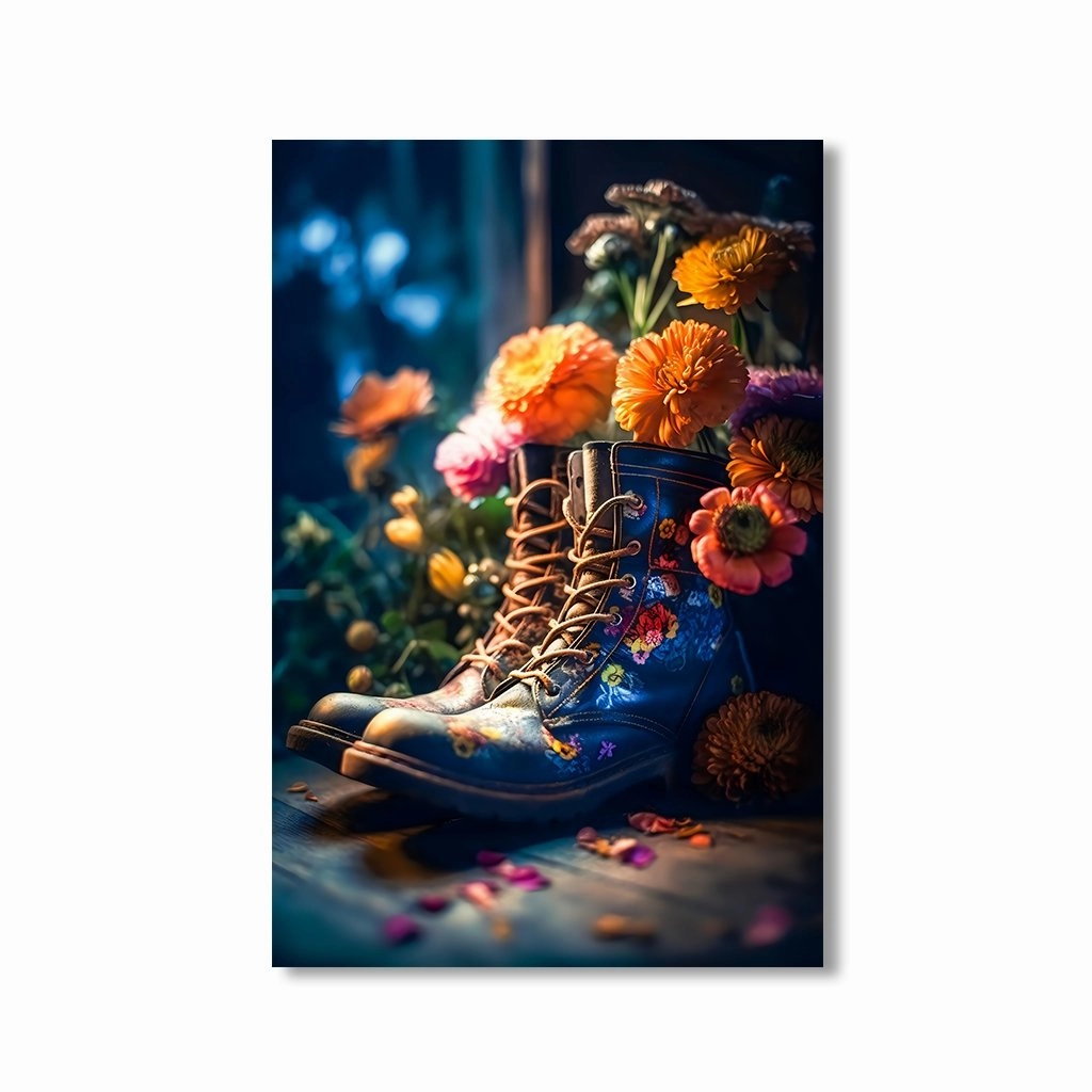Flowery Boots by Himmelmiez framed mural artwork