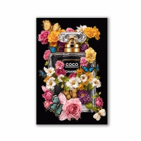 Flowery Coco Bottle by Adrian Vieriu framed mural artwork