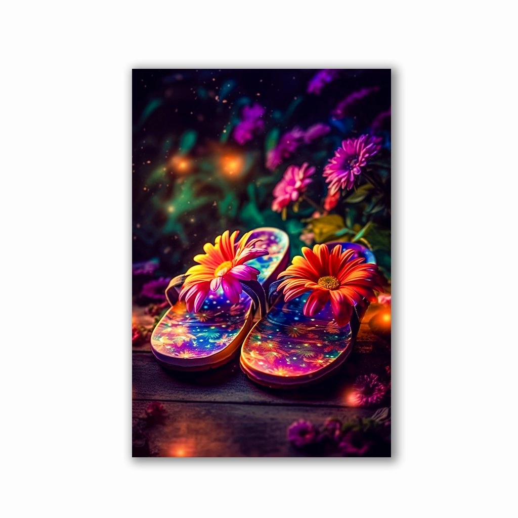 Flowery Flip Flops No1 by Himmelmiez framed mural artwork