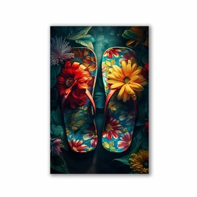 Flowery Flip Flops No2 by Himmelmiez framed mural artwork