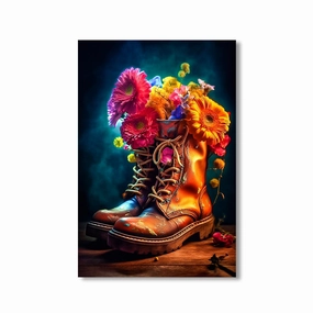 Flowery Hiking Boots by Himmelmiez framed mural artwork
