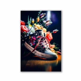 Flowery sneakers by Himmelmiez framed mural artwork