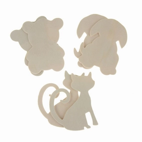 Fluffy Friends Wooden Cut-Outs, Ivory, 4-Inch, 6-Count wooden room decoration